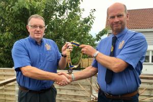 Handover to Incoming President Alan Nicholls (L) from Past President Chris Butterill (R)