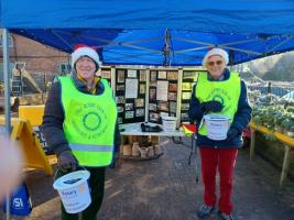 Collecting outside Cowdray Cafe