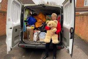 President Elect Linda Locke with another pickup of donated toys