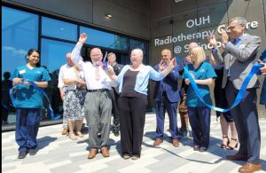 Cutting the ribbon at Swindon's new Radiotherapy Centre 