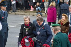 Meridian Rotary Club President Ginnie Waddingham laid a wreath on behalf of the club.