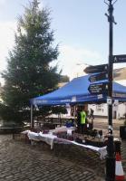 Our gazebo and the Town's super Christmas tree in Bucky Doo