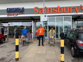 Manager of Sainsbury’s, Middle Warren, Hartlepool, Neil Whales, The Reverend Roz Hall of Holy Trinity Church, Davison Drive and Alan Lakey of Rotary