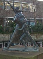 Jackie Crookston statue in Civic Square, Tranent