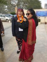 Sinitta Nightingale welcomed on her Rotary trip to Bhiwadi, India.