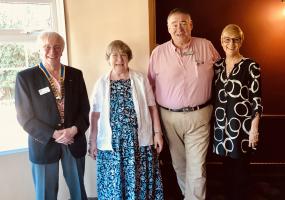 President Richard Vidler, Janine Vidler, District Governor Malcolm Hallewell and Carol Hallewell