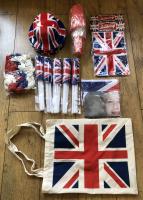 Contents of the party bags, all contained in a Union Jack bag