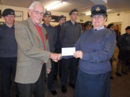 David presents cheque to ATC