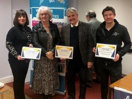 Some of the sponsors of last year’s Kenilworth Advent Calendar.  From left to right:  Sue Porter and Alison Boothroyd of Boothroyds Estate Agents,  Damian Plant of Damian Plant Solicitors and Andy Wood of Hertz Electrical Contractors.