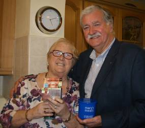 Carol with Malcolm Ross, the District International Chairman and local spokesman for Mary's Meals.