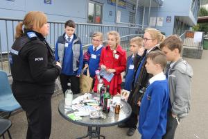 Learning about the dangers of alcohol, drugs and peer-group pressure with a local PCSO.