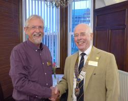 Andy Pringle with club President Graeme Darkes.