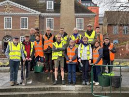 Planting at the War Memorial on Angel Hill