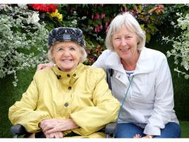 Ann Allatt with a very glamorous resident of Alexandra House