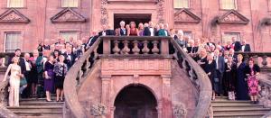 Picture shows Rotarians and guests gathered on the steps of Drumlanrig Castle.