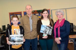 Picture shows Connor and Josie with their winning photographs. Also in the picture are Ed Baxter and Thornhill Rotarian Joan Neilson.