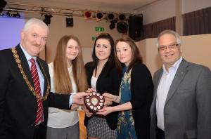 Mayor Paul Myers presents the prizes watched by Phil Edmonds