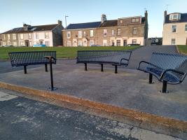 Blether Benches on seafront, Troon