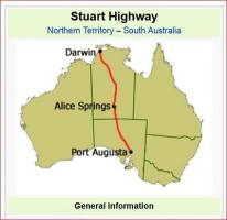 The modern highway route from Adelaide to Darwin