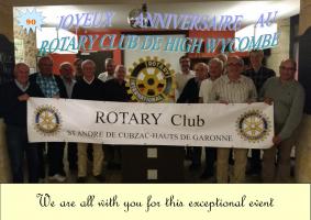 Happy 90th Birthday from Le Rotary club de St André de Cubzac
