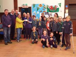 Cheque presentation to 1st Knighton Scouts