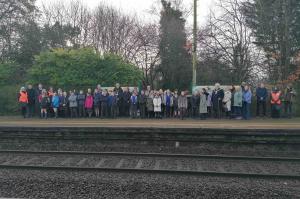 Celebrations at Church & Oswaldtwistle Railway Station with guests, Rotakids, pupils and the artwork