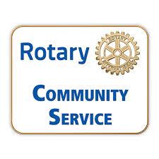 The food parcel label used in the food packages going to needy families. It shows the Rotary logo, sponsors names, and social media pins.