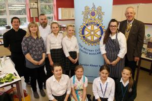 Contestants, judges, and Rotary Club President Bob Sturland