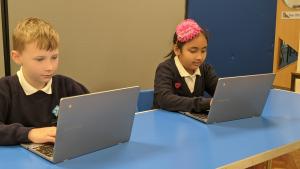 Pupils hard at work with their new Chrome notebooks