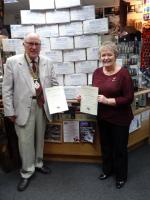 President Jim Walker and International Convenor with Rotary Shoeboxes ready for collection.