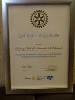 St. Edmund Club awarded Certificate of Gratitude for work in Slavery by Debbie Hodge - IPP RIBI in October 2019