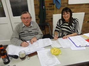 Quizmaster Don Pusey and Scorer Sue Adlington