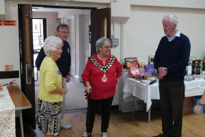 The Club President, Gabriel Sexton greets the Town Mayor, Councillor Pat Farrow