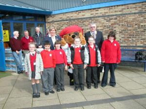  President Norman Pettigrew with the first children to arrive.