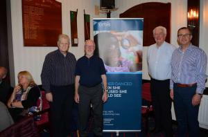 Ronnie McClements (2nd left) the question master with, from left, Bill Aiken of Bangor Rotary Club, Greg McCourt,President of North Down and Steve Blayney, Chair of the organising committee.