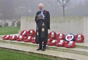 David Hoskins conducting the service.