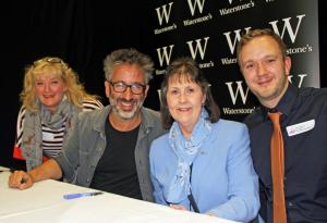 Tatiana Bujor pictured with (L to R) Chris Fitt (Doncaster Book Award), Emily Diamand (author) and Anne-Marie Patterson (Head of Bessacarr Primary School).