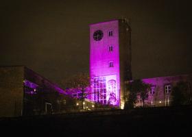 Kilsyth Academy lit up.