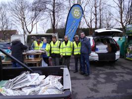 L – R. in Hi Vis Jackets Rtn. Mike Enderby, Karen Coppin, John Orbell, George Russell, Past President Nick Kime, and Edgar Popov