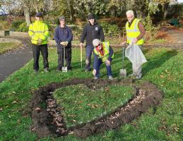 Planting Crocus bulbs in Elsecar Park