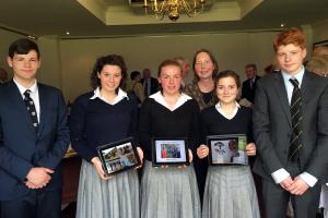 Ellesmere College students and their iPads! L-R Luke Harris, Tara Hibbott, Isabel Cureton, Tianna Williams and Josh Harrington with teacher Cathy Allen