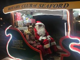 Santa on his sleigh with Florence