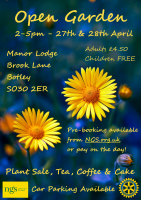 OPEN GARDEN in Botley 27th & 28th April 2024 