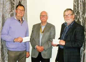 Dave Hooper (Barmouth Food Bank), President Anthony Pearson, Bill McCann (Bro Dyfi Advice Centre)