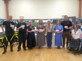 Cheque presentations at the Offa's Dyke Centre in Knighton