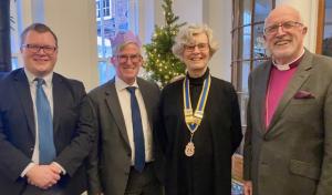 LtoR: Daniel Gee, Iain Lynch, President Norma Corkish & Rt Rev Dr Chris Herbert (former Bishop of St Albans))
