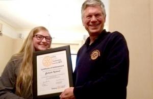 Rotary Youth Leadership Awards (RYLA) 2017
Gabriella Kubarek receives Certificate of Achievement