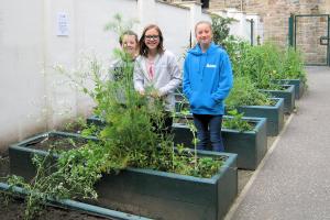 Enthusiastic pupils tend the Jean Scott fruit and veg garden at Hillhead Primary School