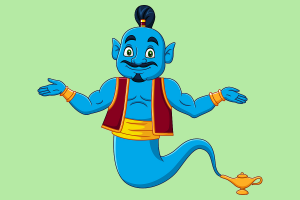 A computer image of a blue genie