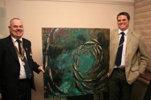 President George with Sam McDonald with one of Sam's pieces